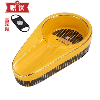 Feinasi creative fashion gift crystal cigar ashtray large ceramic cigar ashtray ceramic-yellow dot pattern