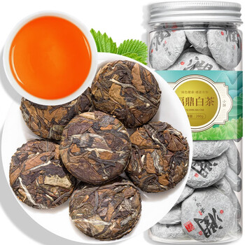 Fumingyuan tea fuding white tea shoumei 2015 biscuit tea canned 200g small tea cake old white tea for self-drinking