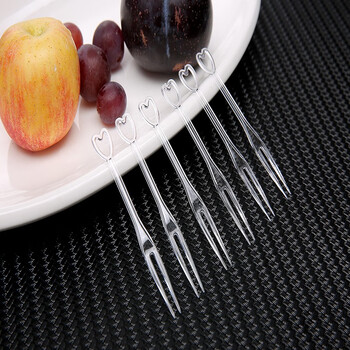 Changyin disposable fruit forks 500 count transparent plastic cake forks dessert picks transparent simple pack 500 count/pack total 10,000 count