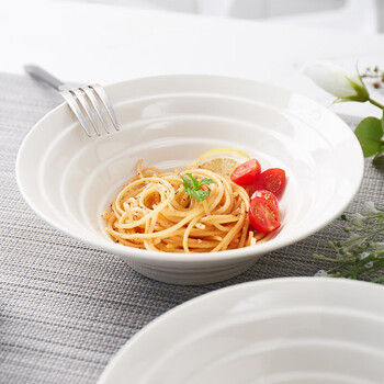 Yijia (ijarl) ceramic bowl white porcelain ramen bowl large capacity bowl soup bowl instant noodle bowl snail noodle bowl 8 inches 2 pieces