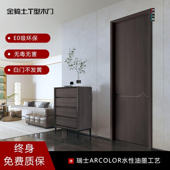 Golden knight wooden door soundproof interior door bedroom door set room anti-scratch door whole house customized living room tv background wall study pb-274 shadow walnut