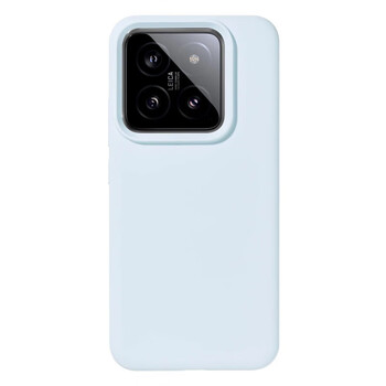 Suitable for xiaomi 14 mobile phone case liquid silicone non-yellowing new xiaomi 14pro all-inclusive protective case simple solid color xiaomi 13 set anti-fall 14por soft waxy male cream blue *warm feel, yellowing* xiaomi 14