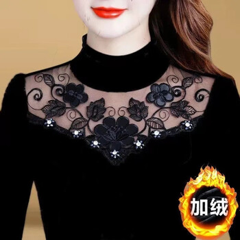 Sha yuyide velvet bottoming shirt for women 2024 new autumn and winter versatile style half turtleneck fashion plus velvet warm long sleeves for women 309 high quality velvet xl recommended within 115-129 pounds