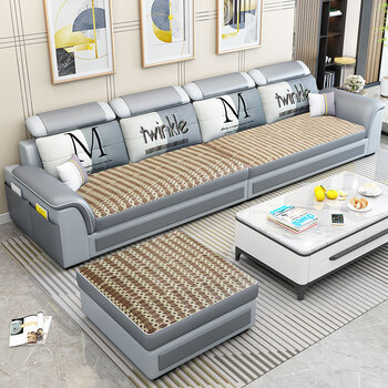 Goody jones sofa modern winter and summer dual-use fabric sofa living room 2024 new cat scratch technology cloth sofa small apartment furniture winter and summer dual-use technology fabric-latex version 2.8 meters four-seater + footrest + c style coffee table