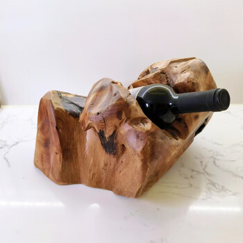 Mengyier red wine rack with diagonal placement. solid wood root-carved red wine rack with solid wood diagonal placement. wine bottle rack. home wine tray. style 2