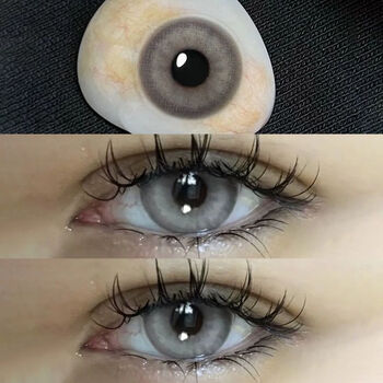Han jier european and american mixed-race contact lenses half-yearly disposable 2 pieces gray large diameter color cos green blue contact lenses genuine european and american gray-14.2-l05 0 degrees
