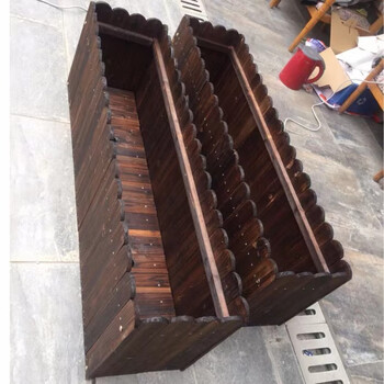 Anticorrosive wood flower box balcony courtyard vegetable pot outdoor planting box carbonized flower pot terrace planting box flower box flower trough carbonized color reinforced and durable length, width and height 120*50*50