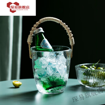 Ice bucket household glass high-looking bar ktv commercial japanese creative mini small ice bucket rattan glass ice bucket