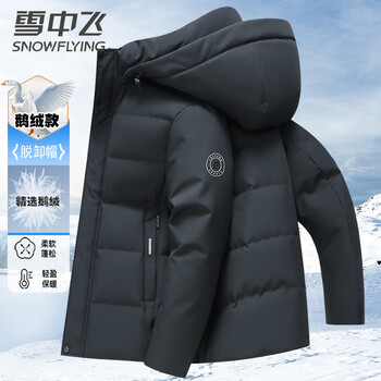 Flying in the snow goose down jacket men's removable hat casual business autumn and winter thickened short jacket men's 180