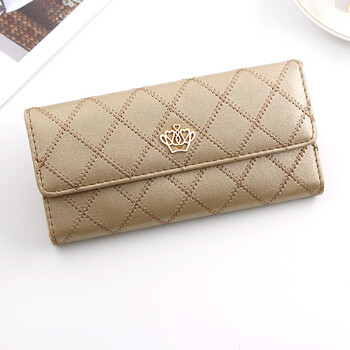 Shu guo er new mid-length korean style women's wallet women's clutch large capacity multi-function champagne gold