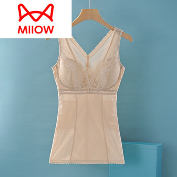 Miiow light luxury upper body shapewear summer belly controlling waist corset bra free summer thin body shaping vest women 1 piece skin color thin style xl l (105-120 jin 80bcd/85bc)