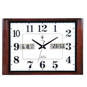 Polaris home large size living room wall clock quartz clock square simple modern wall clock silent punch-free double calendar model (57*40 cm)