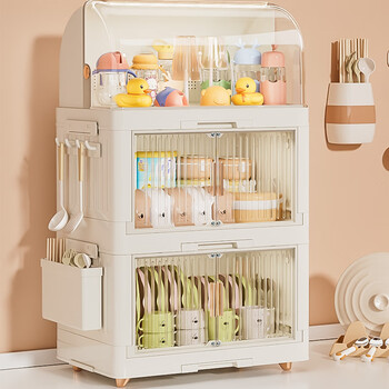 Benwang (bw) baby tableware and complementary food storage cabinet baby bottle storage box kitchen rack dust-proof cupboard bowl and chopstick storage limited time accessories free custard three-layer-clamshell style free accessories