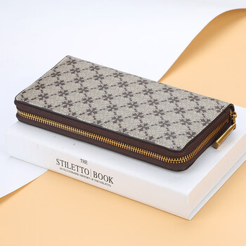 Kuqi kangaroo brand women's wallet 2025 chinese valentine's day long wallet multi-functional zipper large capacity hand card holder all-in-one package n5567 brown collection priority delivery