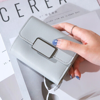 Junxingyue women's wallet 2024 new high-end women's small wallet factory direct sales new short style trendy simple checkered decoration gray