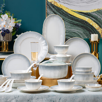 Yunzhihe underglaze colored bowls and plates set tableware complete set jingdezhen ceramic bowl new wedding housewarming gift