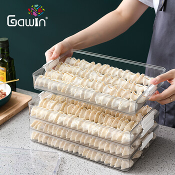 Galuingaluin frozen dumpling box refrigerator storage box egg box chaos box quick-frozen tray with lid dumpling box 1 layer 1 lid buckle white 1 layer