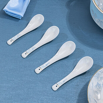 Red peony spoon household spoon ceramic small spoon hotel seasoning spoon soup rice spoon 6 pack moonlight peony small spoon 6 pack