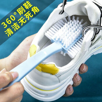 Aseblarm household five-sided shoe brush with multiple sides and no dead ends for washing shoes with soft and hard bristles without damaging shoes. internet celebrity brush for shoe brushing. 1 brush with random colors.