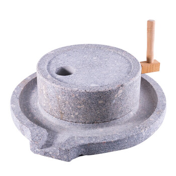 Qiao bo lai stone mill household small millstone traditional handmade old stone grinding bluestone millstone hand push hemp stone mill mini small exquisite 30*40 shelf thickness adjustment shaft