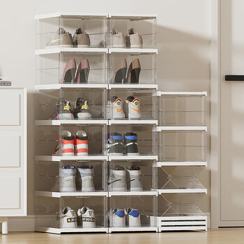 Omanti transparent shoe cabinet free of installation magnetic shoe box foldable removable shoe cabinet doorway household all-in-one cabinet dust-proof shoe rack front door 6 integrated folding shoe boxes