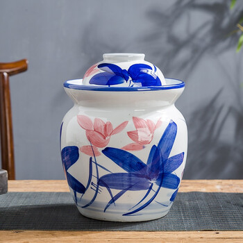 Yayan ceramics jingdezhen ceramic pickle jar pickled salted egg duck egg pickled cabbage jar pickled egg jar pickled pickled cabbage jar 2.5kg water capacity small lotus pickled cabbage jar