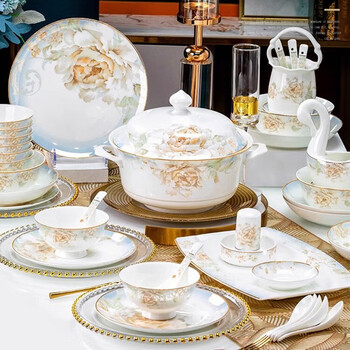 Mingyi 70-head 12-person food-loving ceramic bowls and dishes tableware set home meal set bowls and chopsticks plate housewarming gift set