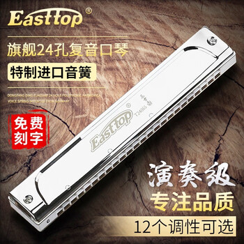 Dongfang ding t2406s 24-hole polyphonic harmonica advanced adult beginner children self-taught professional performance musical instrument with engraving 24-hole high-end polyphonic-c key-common key