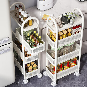 Youqin kitchen sandwich storage rack refrigerator side pull-out cabinet trolley multi-layer seasoning extremely narrow gap storage cabinet