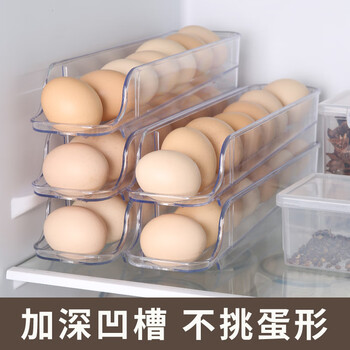 Baichunbao egg storage box with side door crisper to store rolling egg trays for refrigeration, transparent 2 pack