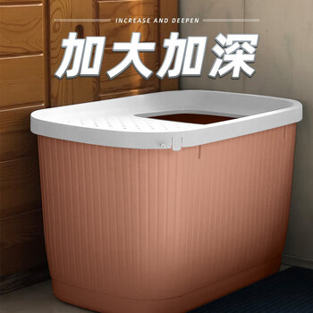 Hoopet cat litter box, top-entry extra-large, heightened, splash-proof, sand-proof, maine coon oversized cat toilet, semi-enclosed, deodorant, khaki color (available for fat cats up to 25 pounds)