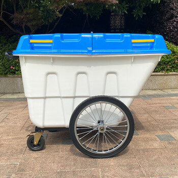 400l sanitation four-wheel garbage truck cleaning trolley large outdoor plastic trash can property dump truck 400l blue and white imported new material thickened with small cover