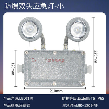Led explosion-proof double-head emergency light iic fire evacuation sign and exit stainless steel sign light integrated explosion-proof emergency lighting small