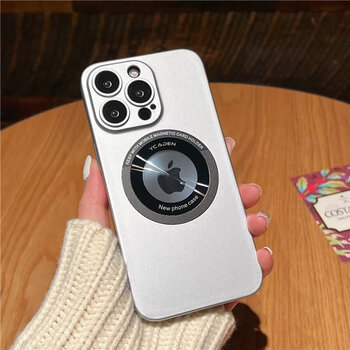 Suitable for skin-feel matte magnetic suction apple 14 promax mobile phone case iphone 15 pro exposed label with lens film dustproof 1312pm full package missing label magnetic suction, matte texture moonlight silver iphone 12
