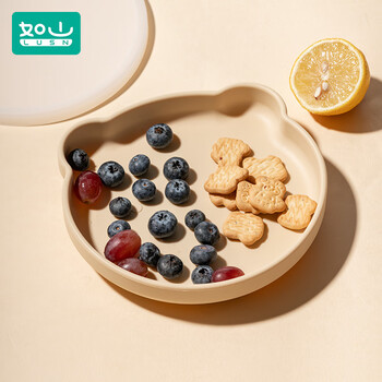 Rushan baby plate silicone suction cup integrated independent feeding children's food bowl special for baby food