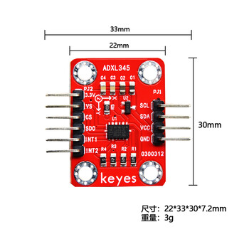 Adxl345 three-axis gravity accelerometer tilt sensor module i2c suitable for arduino pin header interface