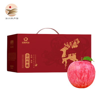Luochuan apple red fuji beauty gift box shaanxi yan'an fresh fruit straight from the source gift box 24 pieces 80mm portable gift box genuine luochuan apple