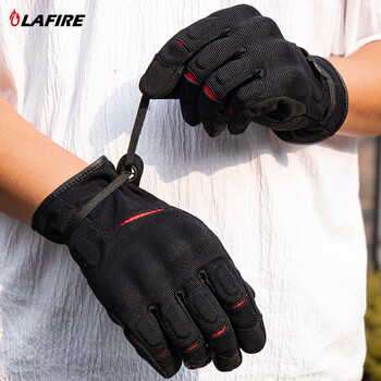 Lafire motorcycle gloves spring and summer thin breathable motorcycle riding gloves anti-fall and wear-resistant rider racing gloves black l