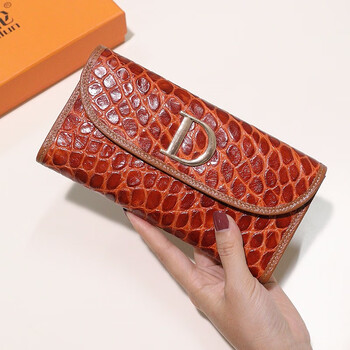 Sephoron 2026 new genuine leather large capacity tri-fold wallet for mobile phones soft cowhide d-line ultra-thin casual long wallet earthy yellow