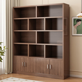 Jichen bookshelf storage rack floor-standing display rack home living room display cabinet bedroom storage locker simple layered bookcase wilderness oak color丨recommended by the store manager丨140cm