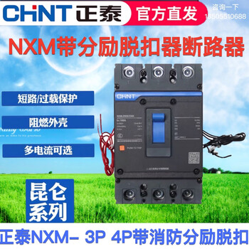 Chint plastic case circuit breaker nxm-125 250 with fire shunt trip 3p4p fire strong cut-off 3p 400a