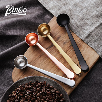 Bincoo coffee bean stainless steel long handle measuring spoon sealed clip special spoon coffee utensil accessories single pack