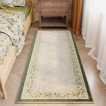 Meikale bedside blanket bedroom lamb velvet light luxury high-quality plush carpet thick floor mat in front of the bed for sitting and lying non-slip mat green fields all over - lamb velvet bedside blanket customized contact customer service
