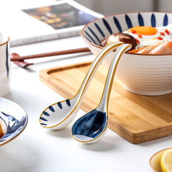 Kawashimaya qinghe japanese-style small spoon household tableware rice spoon drinking spoon spoon small spoon ceramic spoon ramen spoon meal spoon naruto spoon