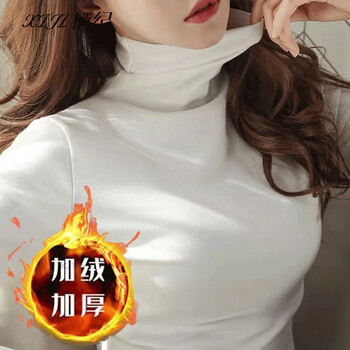 Qiji de velvet turtleneck bottoming shirt for women in autumn and winter, new style, velvet pile collar long-sleeved top, white - turtleneck, velvet, s recommendation (under 90 pounds)