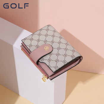 Golf (golf) wallet women's vertical print simple card holder coin purse multiple card slots large capacity chinese valentine's day gift smoke pink