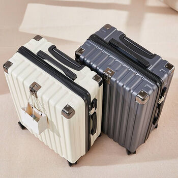 Uldum suitcase men's travel suitcase zipper trolley case student boarding password case leather suitcase back to school season large capacity white 24 inches