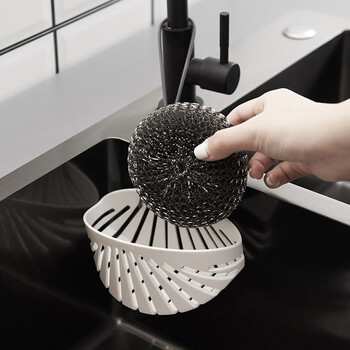 Drain basket kitchen faucet storage sink hanging basket pool sponge dishcloth triangle storage hanging bag storage rack white