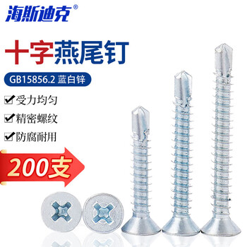 Hasdick blue and white zinc cross recessed countersunk head drill tail screw gb15856.2 dovetail nail st4.2*16 (200 pieces)