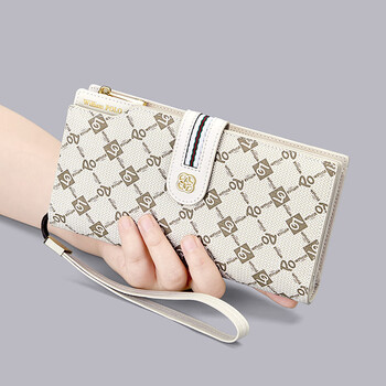 Williampolo paul anti-theft brush long wallet women's wallet card bag integrated large capacity clutch bag women's white print 238189